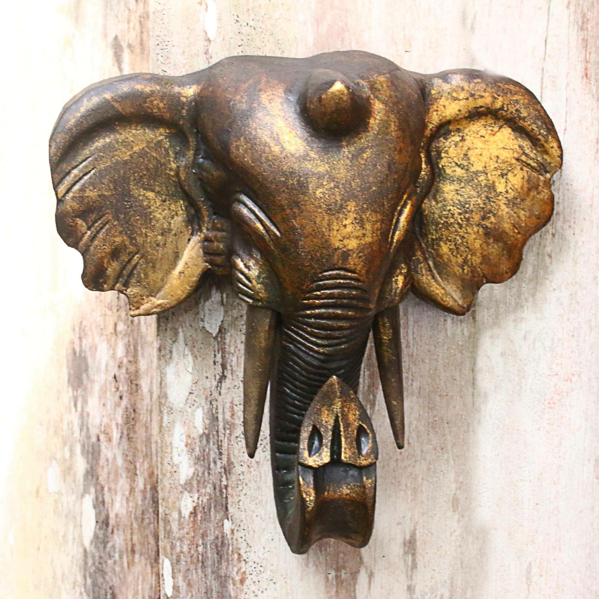 Current Glorious Elephant Wood Sculpture Wall Décor With Regard To Gold Elephants Sculpture Wall Décor (View 2 of 20)