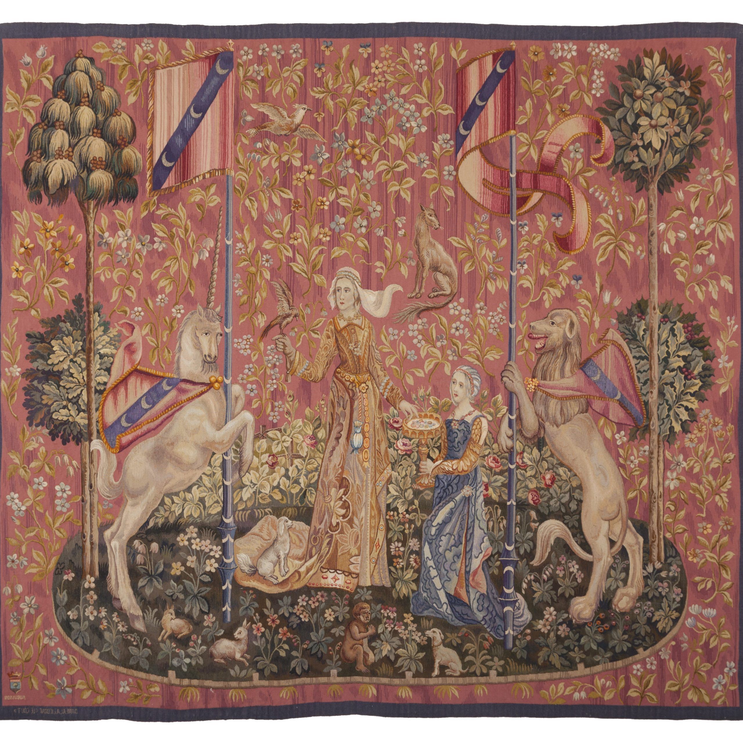 Dame A La Licorne 'le Gout' Antique Original Tapestry Throughout Most Recently Released Dame A La Licorne I Tapestries (View 9 of 20)