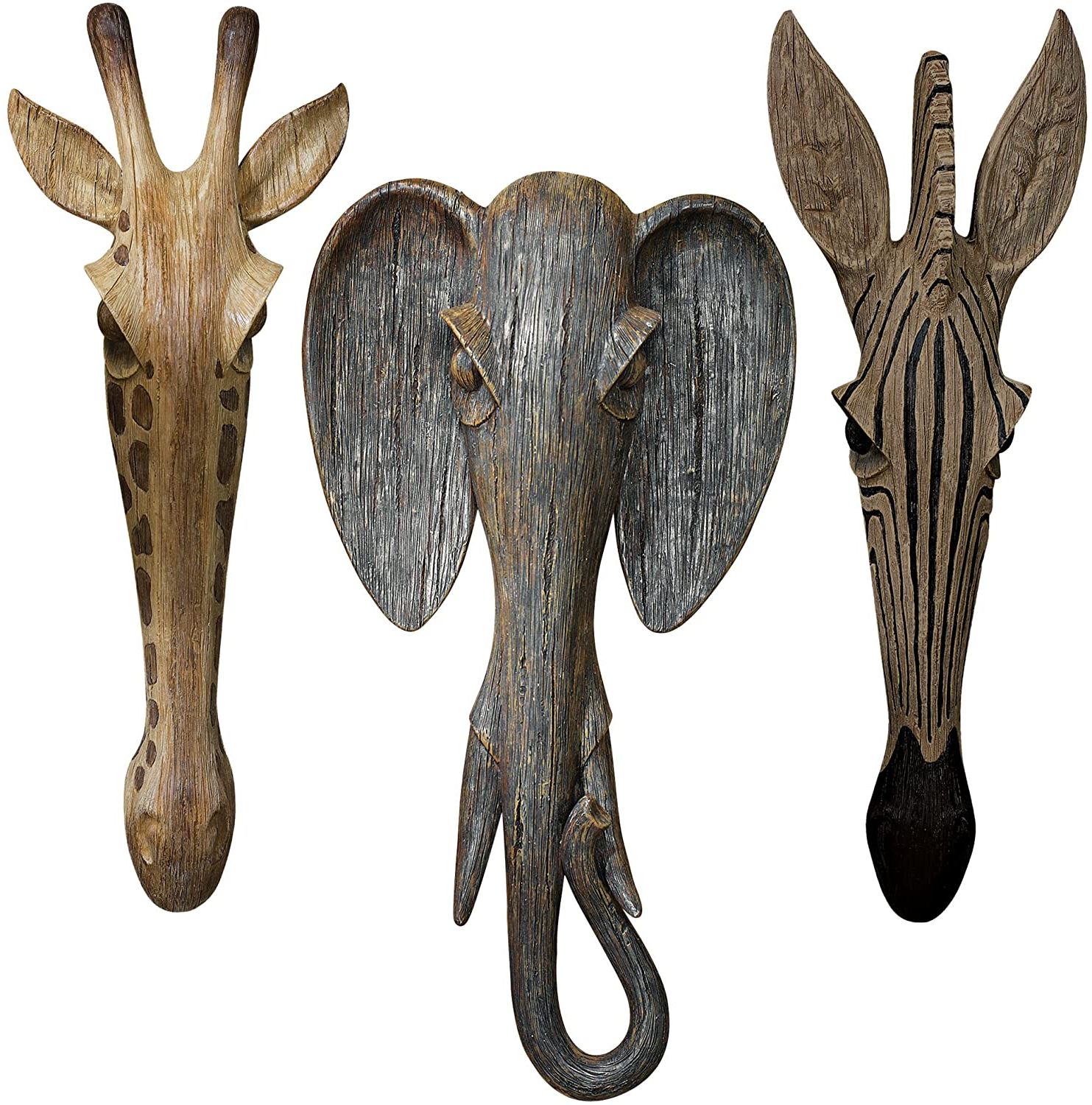 Design Toscano Animal Masks Of The Savannah Wall Decor Sculpture, Set Of  Three Giraffe, Zebra And Elephant, Polyresin, Full Colour, 42 Cm Intended For 2020 Animal Mask Of The Savannah Zebra Wall Décor (View 4 of 20)
