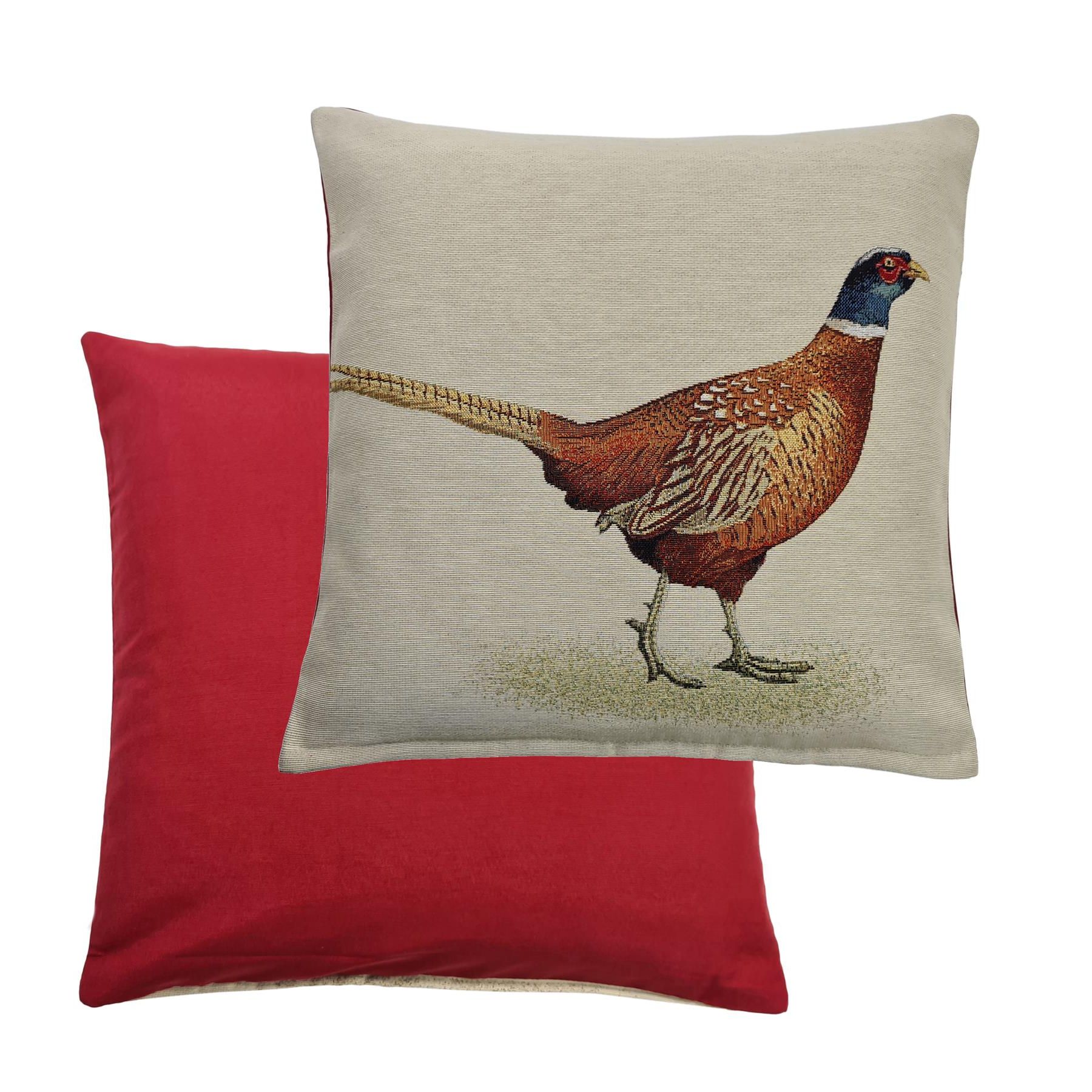 Details About Designer Peggy Wilkins Country Red Pheasant Woven Tapestry  Cotton Filled Cushion In Most Up To Date Blended Fabric Pheasant And Doe European Tapestries Wall Hangings (View 16 of 20)