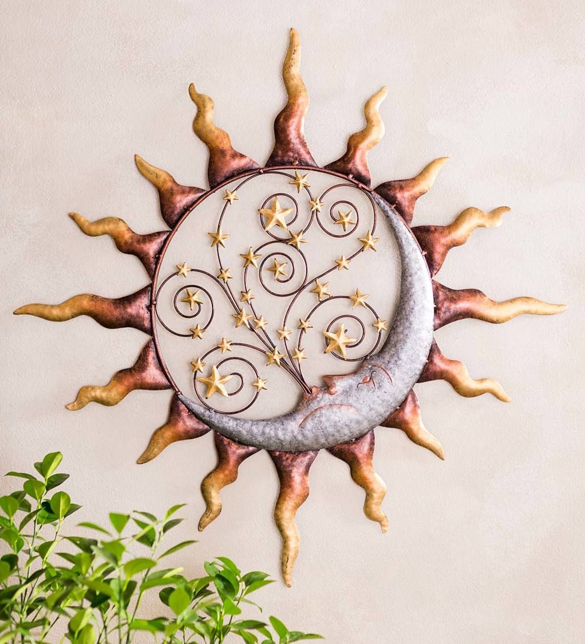 Favorite Handcrafted Metal Sun, Stars And Blowing Moon Wall Art Inside Handcrafted Metal Wall Décor (Photo 7 of 20)