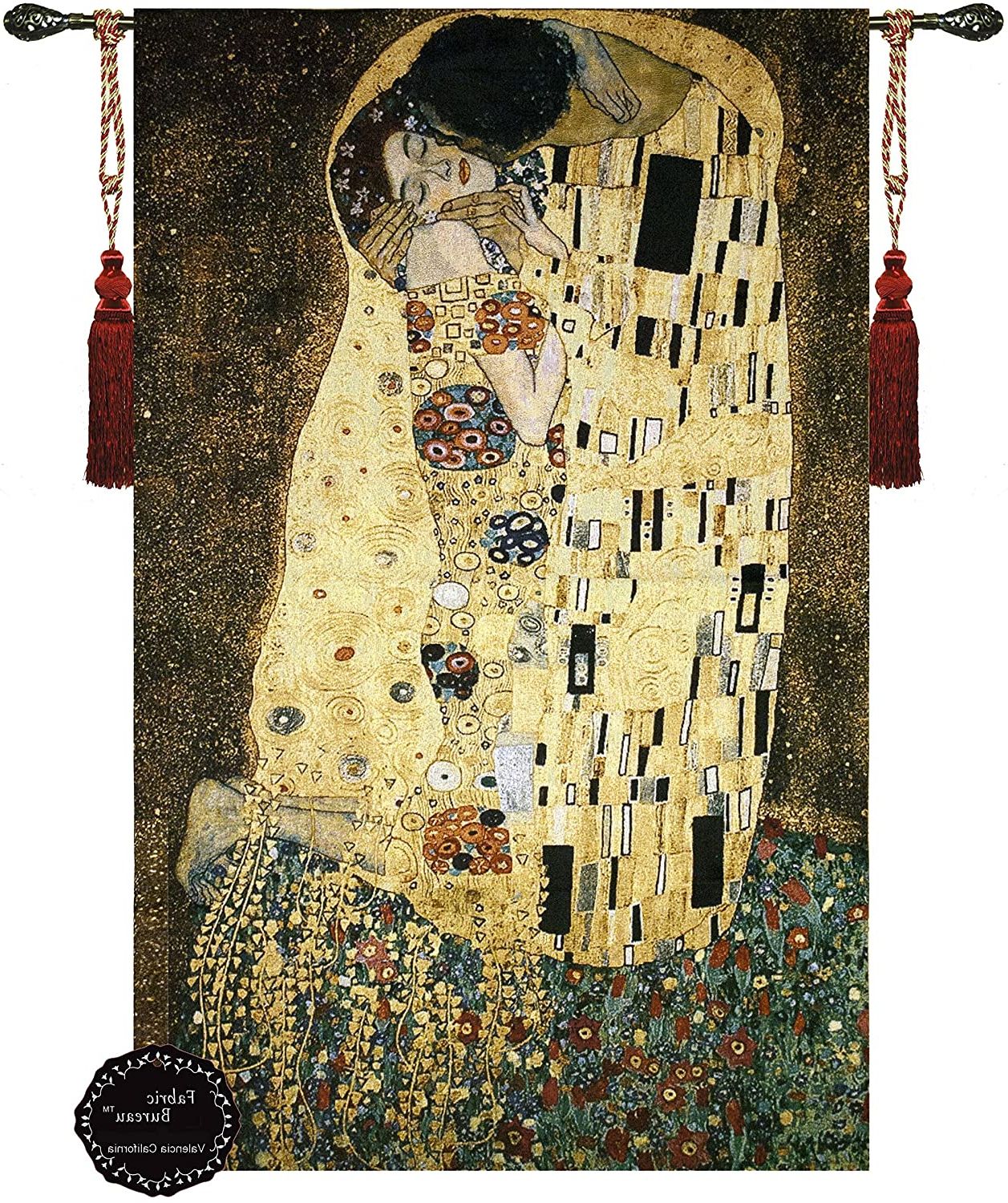Gustav Klimt Geometric Abstract The Kiss 35.5"wx55"l Tapestry Wall  Hanging+free Tassels #a1 Intended For Fashionable Blended Fabric Klimt Tree Of Life Wall Hangings (Photo 14 of 20)