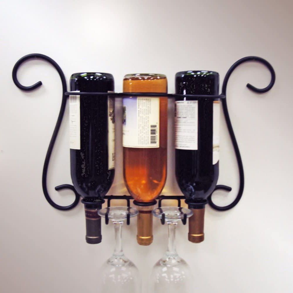 J&j Wire 3 Bottle Wall Wine/glass Holder With Regard To Widely Used Three Glass Holder Wall Décor (Photo 3 of 20)