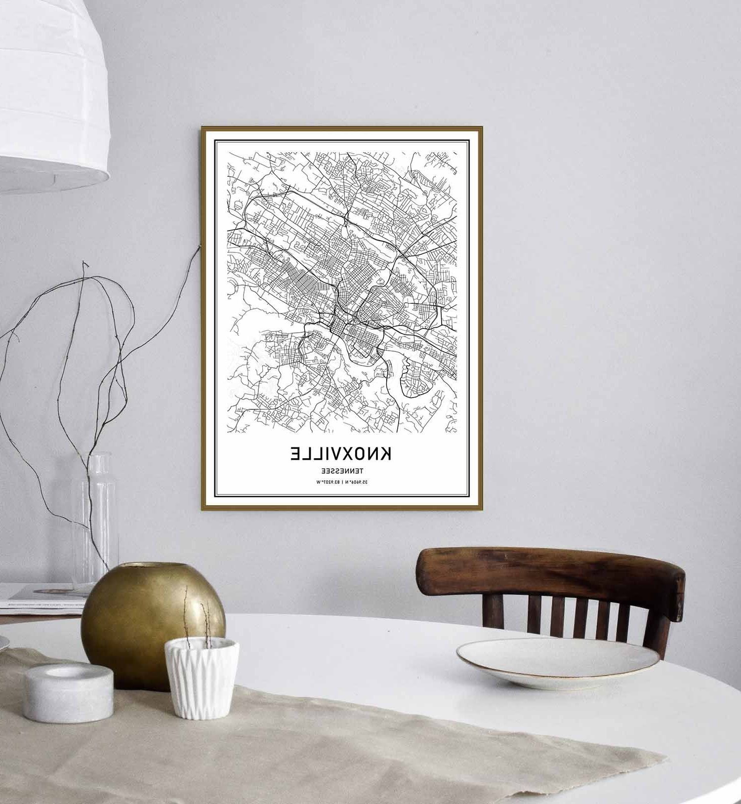 Knoxville Map Print, Tennessee Gift Download, Modern Wall Decor For Office  And Home, Knoxville Tn Black And White Map, Coworker Gift Within 2019 Knoxville Wall Décor (View 8 of 20)