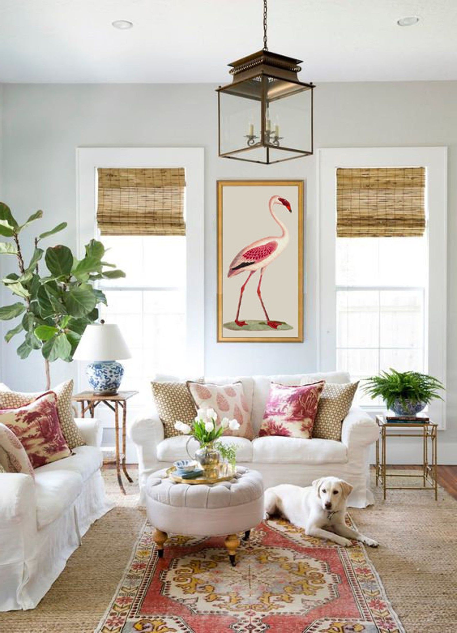 Latest Pink Flamingo Print Large Wall Art Decor Bird Illustration Inside Blended Fabric Hidden Garden Chinoiserie Wall Hangings With Rod (View 18 of 20)