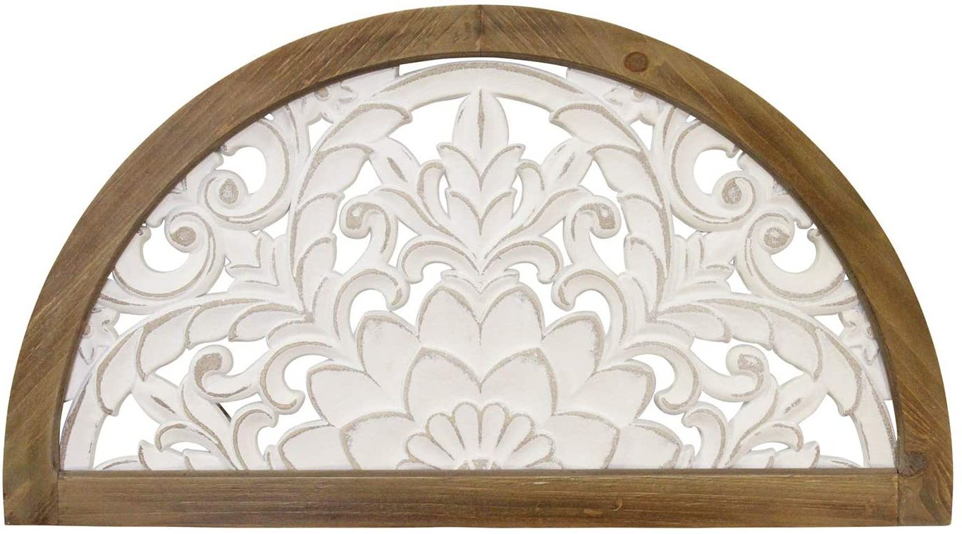 Most Recently Released Brushed Pearl Over The Door Wall Décor With Stratton Home Décor Stratton Home Decor Carved Door Topper Wall Décor,  White, Natural Wood (View 5 of 20)