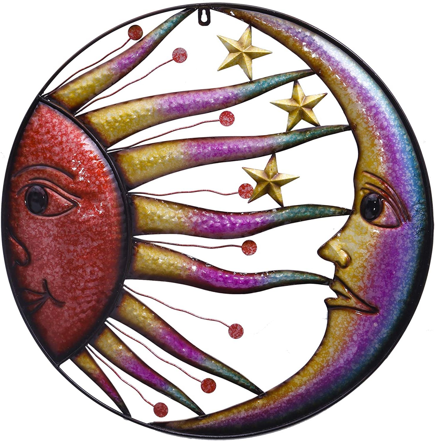 Most Recently Released Teresa's Collections 22.25 Inch Sun Moon And Stars Metal Wall Art Decor  Vivid Sun Face Celestial Wall Sculptures Hanging Décor For Indoor Outdoor  Home Within Blended Fabric Celestial Wall Hangings (set Of 3) (Photo 5 of 20)