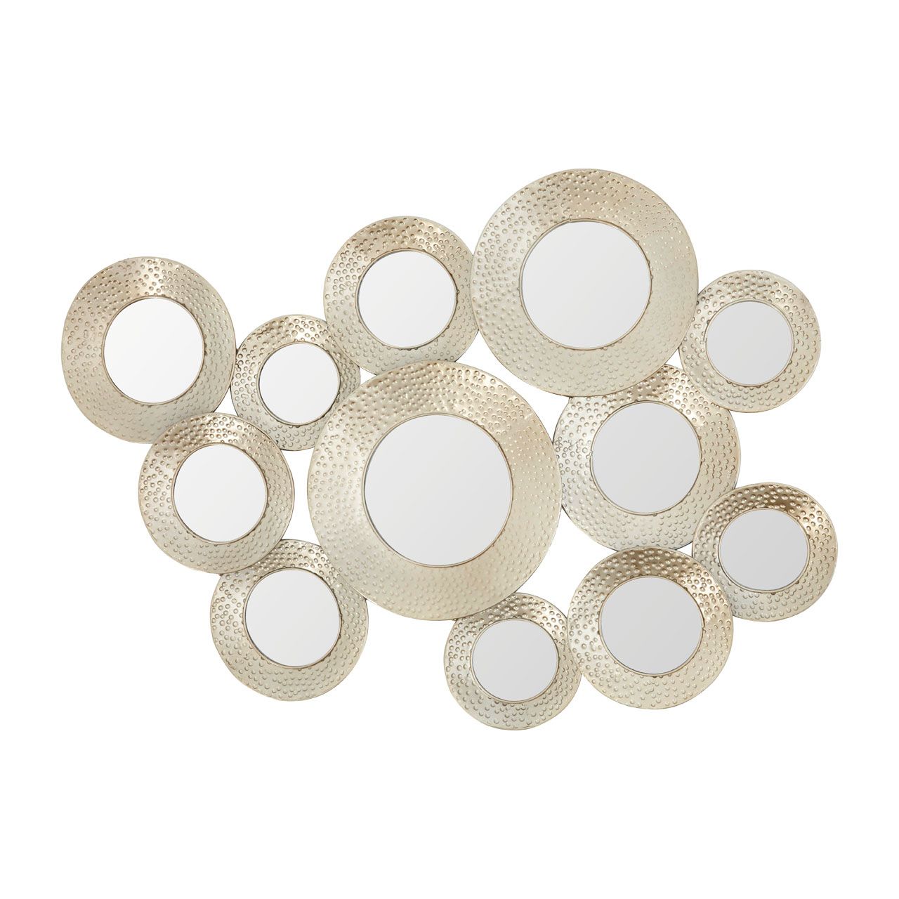 Multi Circles Wall Décor In Trendy Details About Marcia Wall Mirror Multi Circle Hammered Silver Finish Round  Home Décor (View 10 of 20)