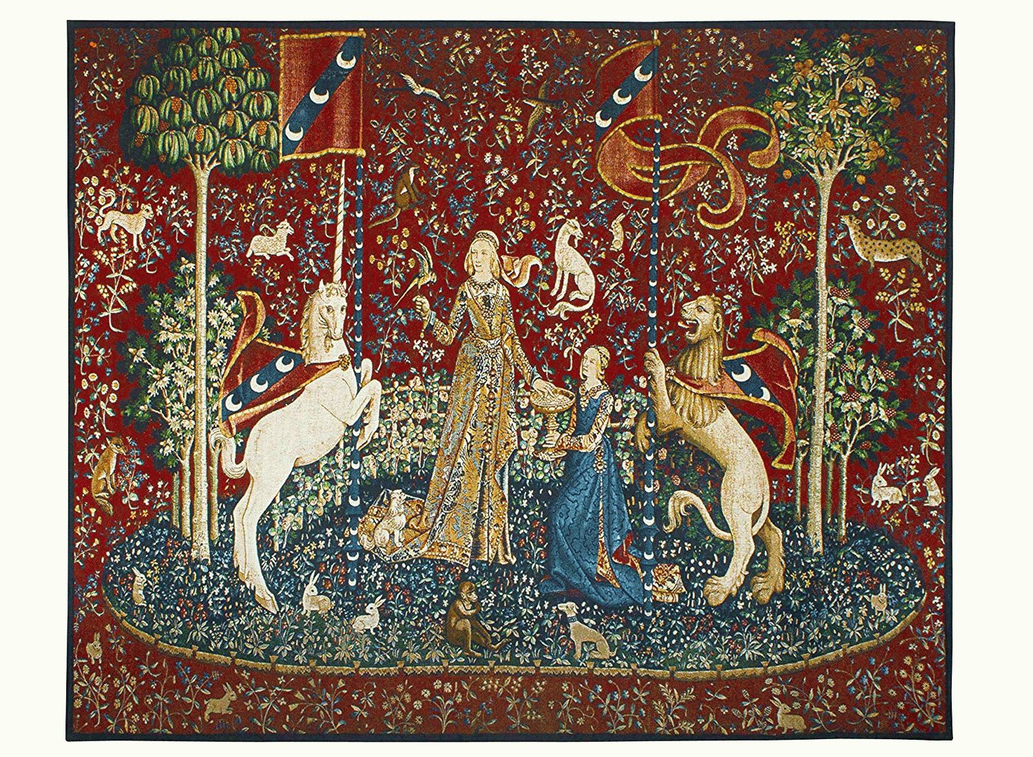 The Lady And The Unicorn Taste Wall Tapestry – Classical Inside Most Popular Lion I European Tapestries (View 20 of 20)