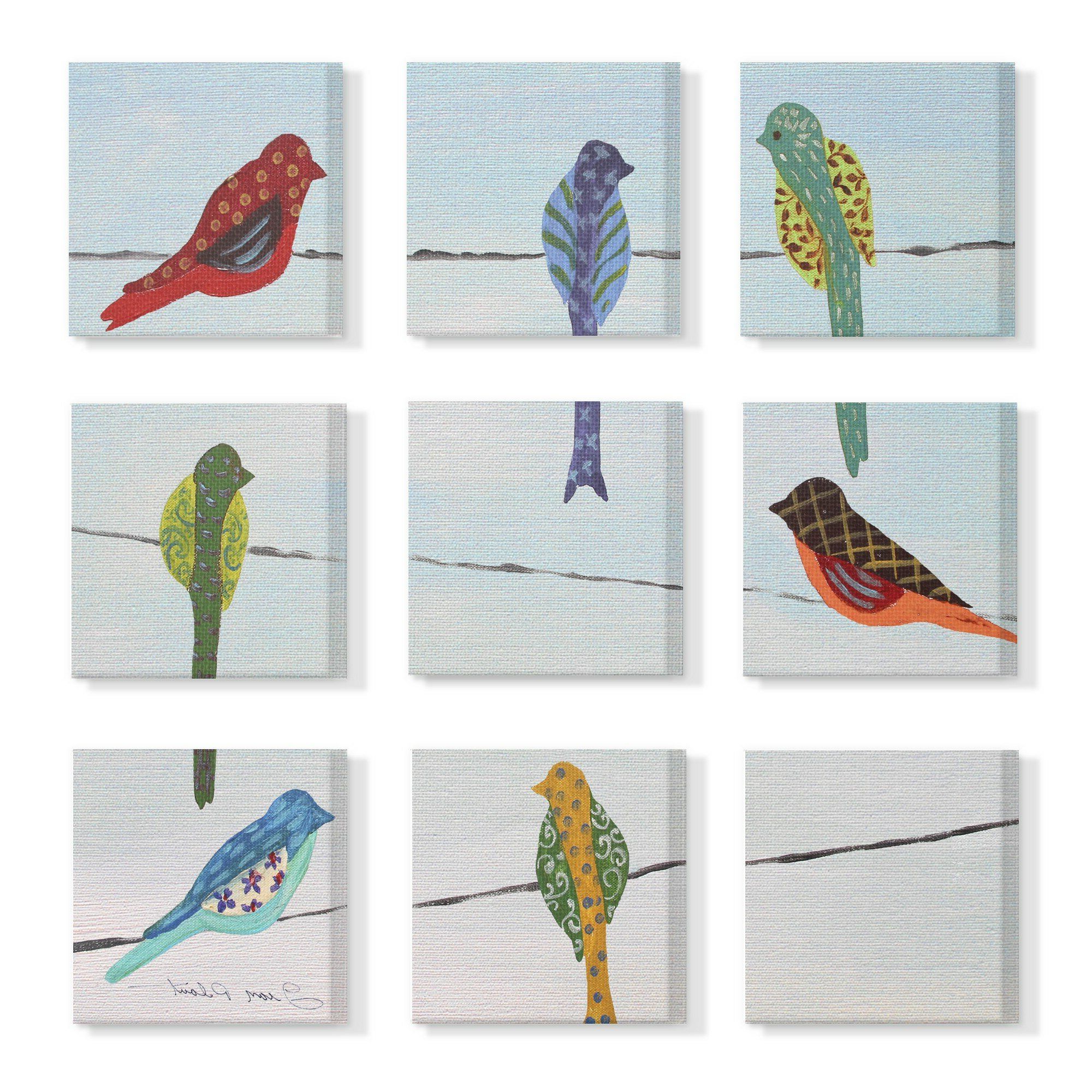 The Stupell Home Decor Collection Multi Colour Birds Sitting On Wire  Painted Patterns Wall Art For Fashionable Birds On A Wire Wall Décor By Winston Porter (View 10 of 20)
