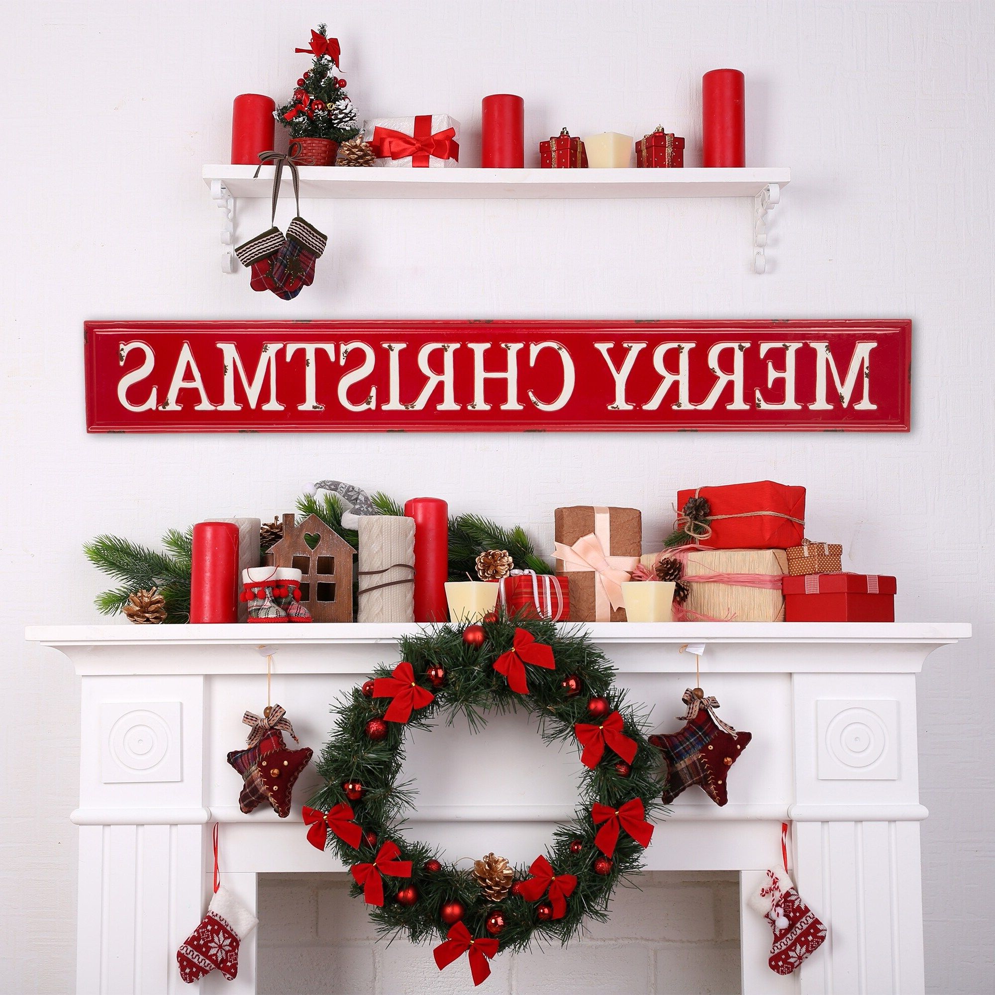 Well Known Merry Christmas Sign Wall Décor Within Glitzhome Enameled Metal Merry Christmas Wall Sign (View 13 of 20)