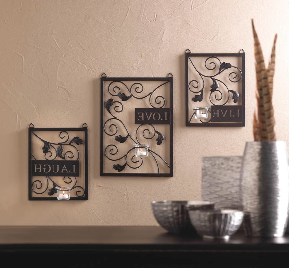 Well Liked Live Love Laugh Candle Holder Wall Decor Inside Three Glass Holder Wall Décor (View 12 of 20)