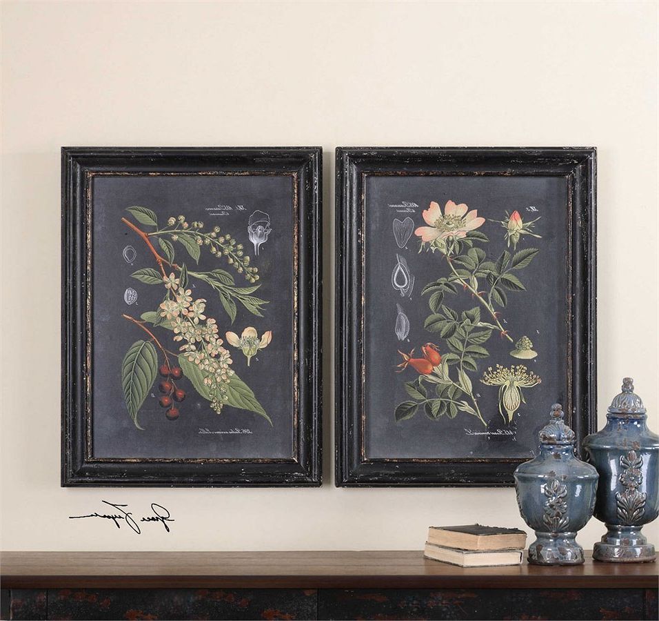 2017 Midnight Botanicals Wall Art (set Of 2) Uttermost Intended For Midnight Wall Art (View 2 of 20)