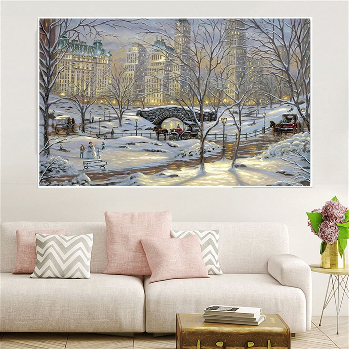 2017 Snow Wall Art Pertaining To Wall Painting Winter Snow Landscape Bridge Poster Prints (View 5 of 20)