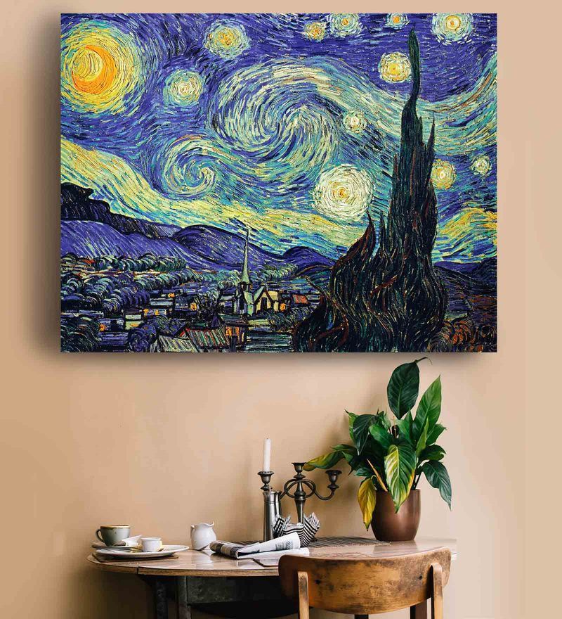 2018 Night Wall Art With Regard To Buy Blue Van Gogh Starry Night Framed Art Panel On Canvas (View 8 of 20)