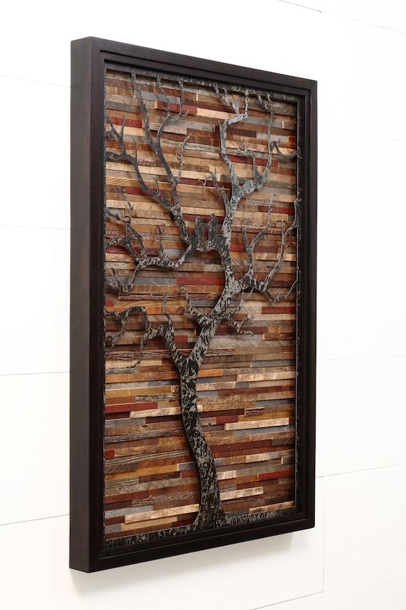 2018 Wood Wall Art Made Of Old Barnwood And Natural Steel With Regard To Nature Wood Wall Art (View 15 of 20)