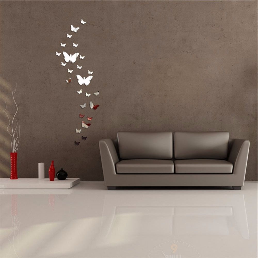 Aliexpress : Buy 3d Mirror Butterfly Wall Posters With Most Recently Released Stripes Wall Art (View 9 of 20)