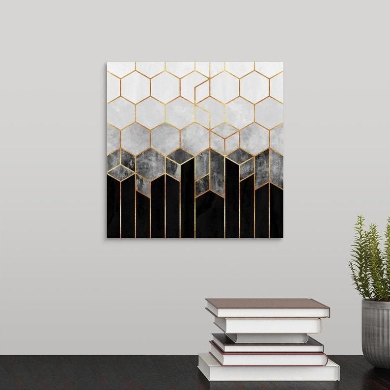 Best And Newest Charcoal Hexagons Canvas Wall Art Print (View 10 of 20)