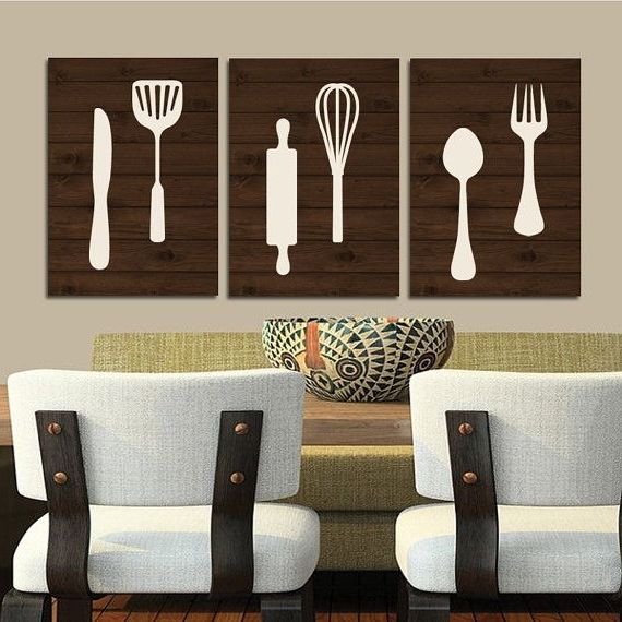 Best And Newest Kitchen Wall Art Canvas Or Print Wood Utensils Inside Minimalist Wood Wall Art (View 19 of 20)