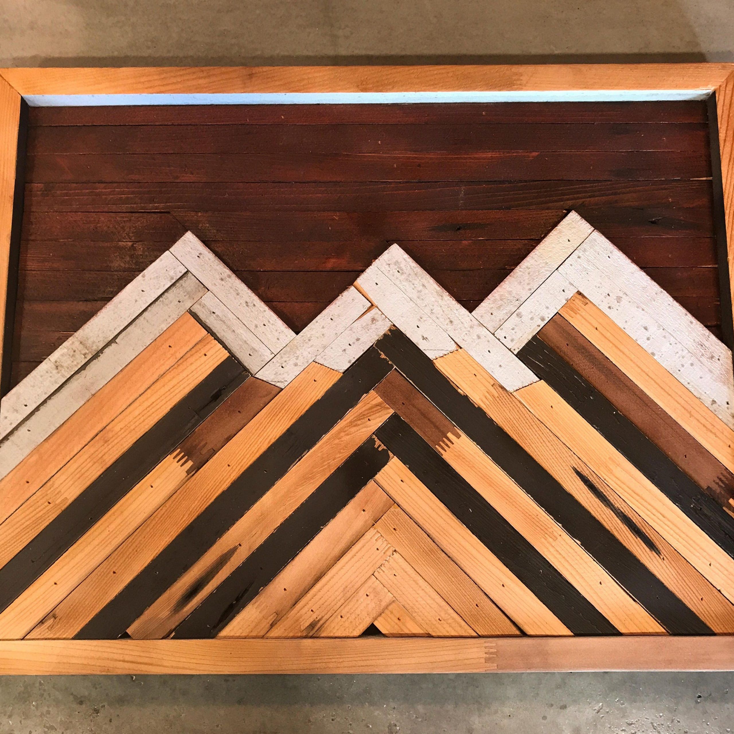 Best And Newest Reclaimed Wood Art Mountain Art Wall Decor Reclaimed Wood Pertaining To Mountains Wood Wall Art (View 10 of 20)