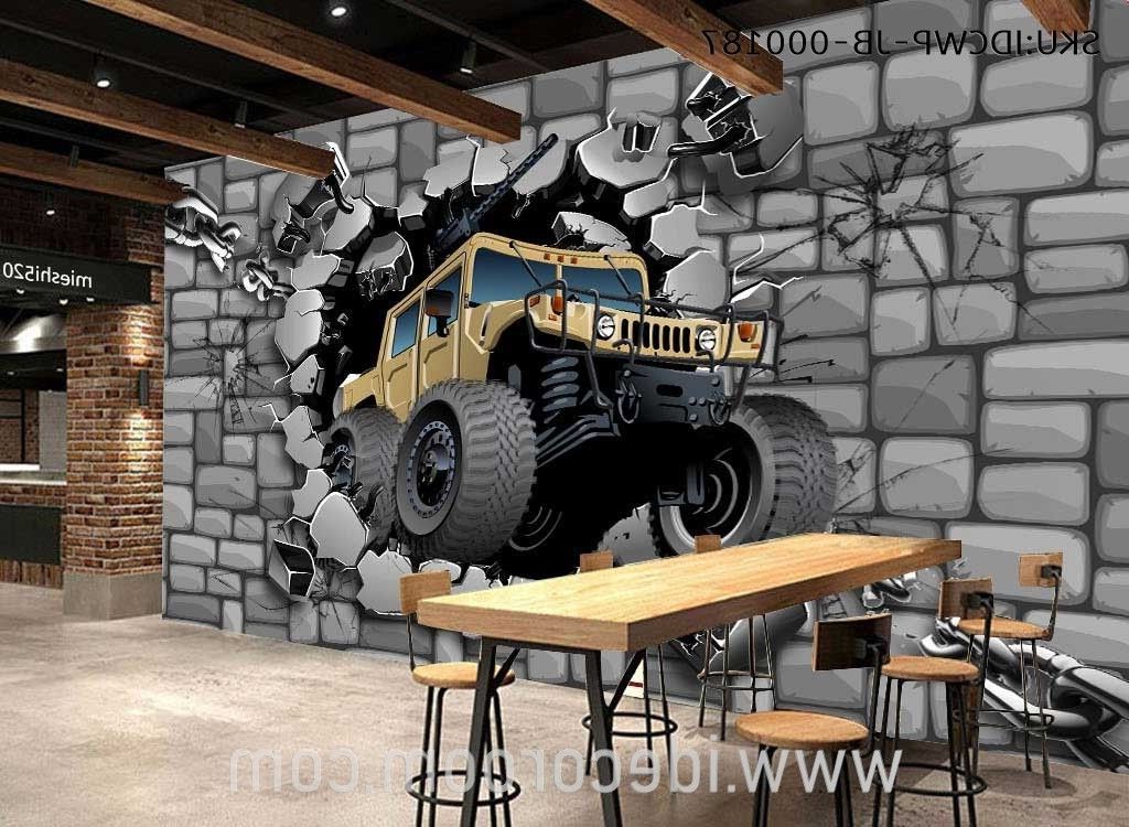 Concrete Wall Art Pertaining To Well Known Concrete Wall Break Through Cartoon Art Wall Murals (View 10 of 20)