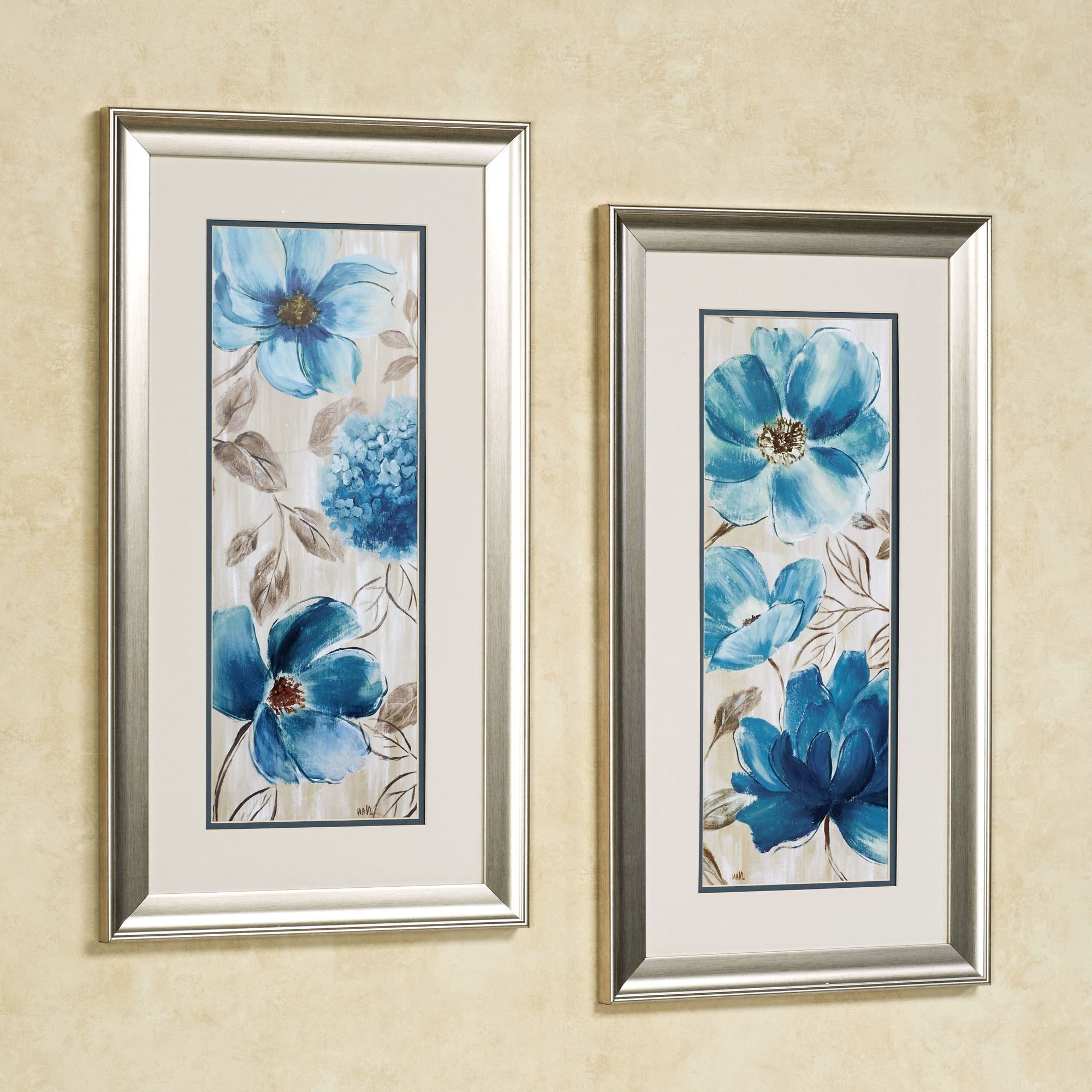 Current Flowers Wall Art Within Blue Garden Floral Framed Wall Art Set (View 1 of 20)