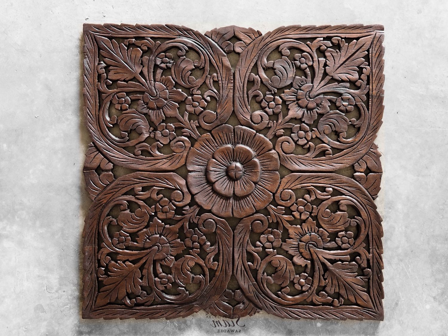 Current Landscape Wood Wall Art Throughout Thai Oriental Lotus Carved Wood Wall Art Decor (View 1 of 20)