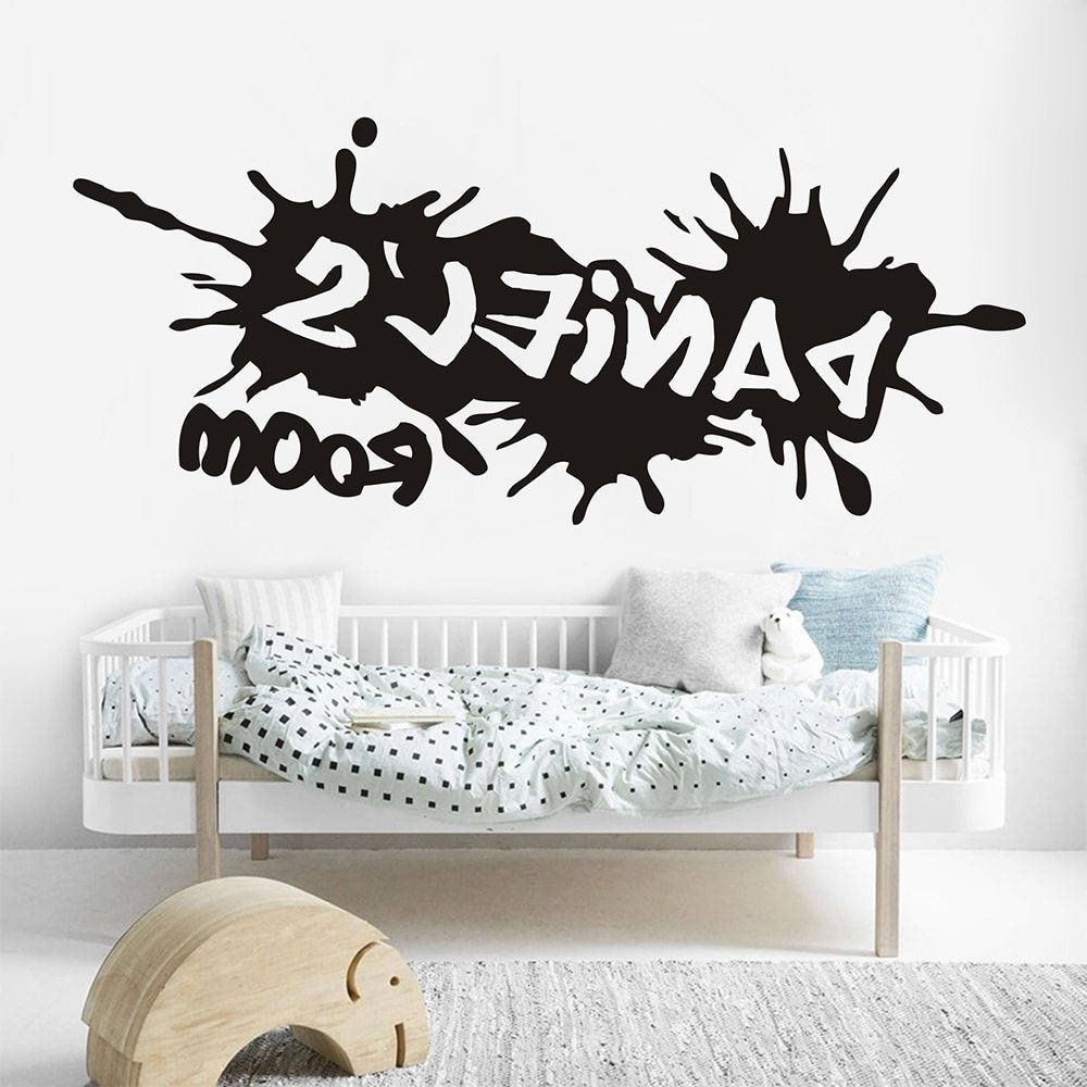 Custom Name Graffiti Street Culture Wall Sticker Boy Room Intended For 2017 Stripes Wall Art (View 3 of 20)