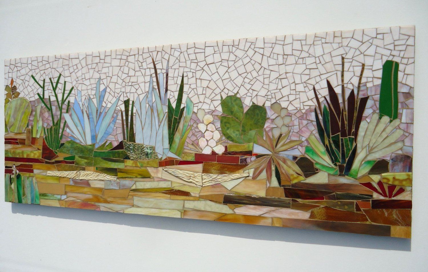 Desert Landscape Cactus Garden Mosaic Wall Art  Made To Throughout Most Up To Date Landscape Wall Art (View 18 of 20)