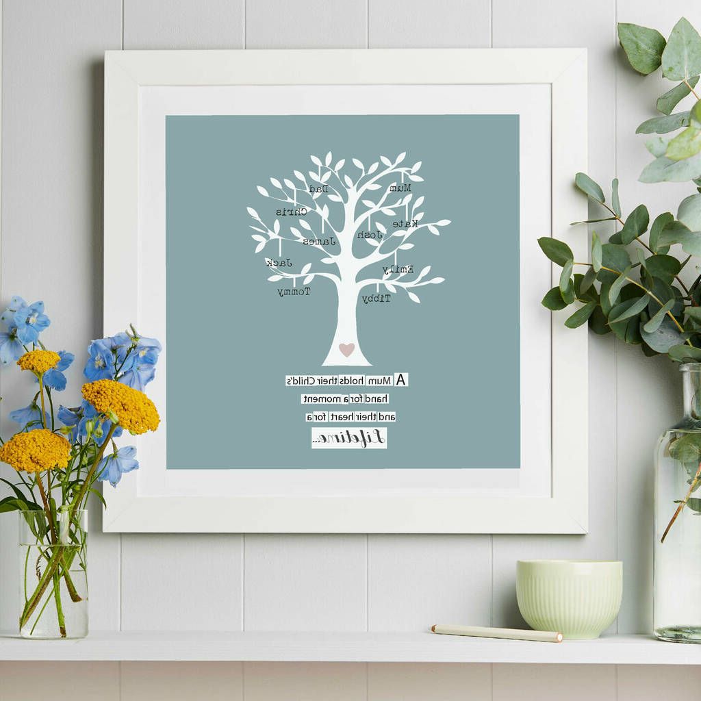 Dragon Tree Framed Art Prints With Recent Personalised Mum Family Tree Framed Art Printtillie (View 13 of 20)