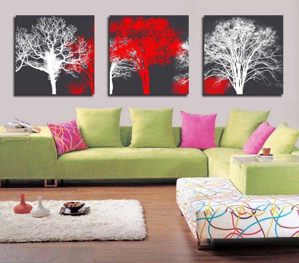 Famous 3 Panel Hot Sell Modern Wall Painting Abstract Tree Intended For Modern Framed Art Prints (View 20 of 20)