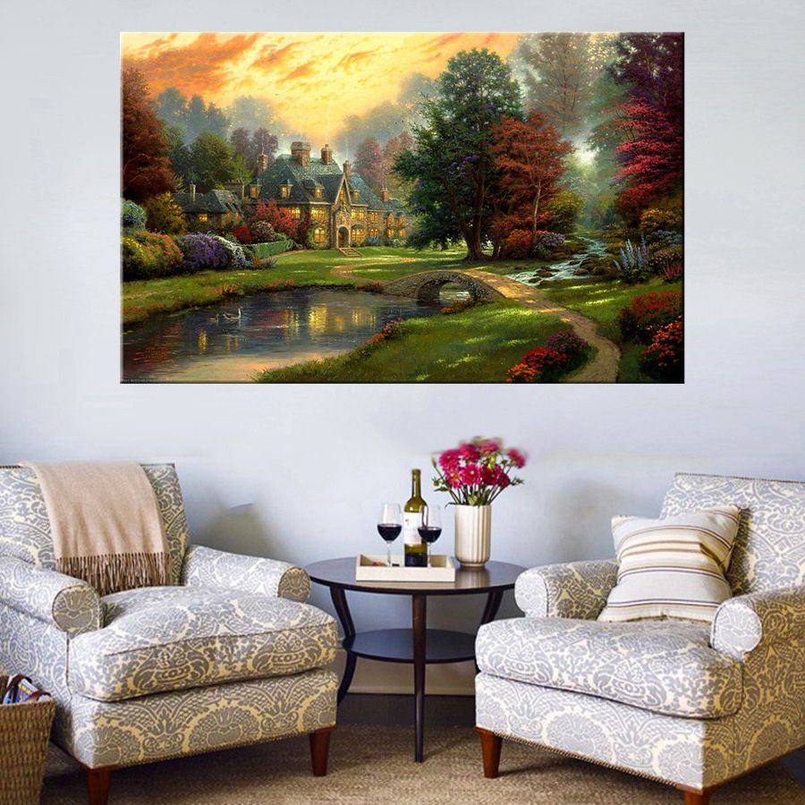 Famous Landscape Wall Art With Regard To Artworks Peaceful Countryside Landscape Pastoral Prints (View 3 of 20)