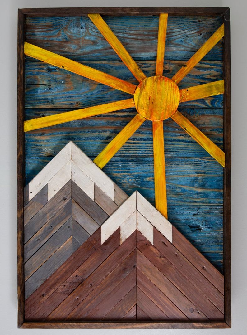 Famous Snowy Mountains And Sun Reclaimed Wood Art Piece (View 19 of 20)