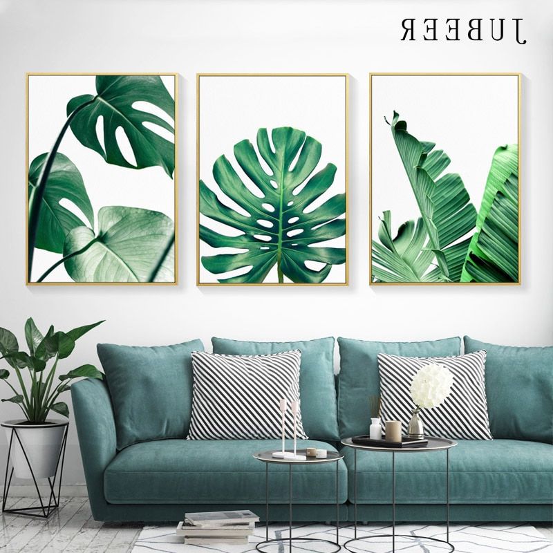 Famous Tropical Leaf Print Posters Monstera Leaf Palm Banana Pertaining To Palm Leaves Wall Art (View 5 of 20)