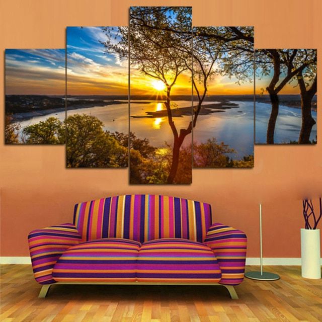 Fashionable Landscape Framed Art Prints Within Posters Tableau Wall Art Home Decor Modern 5 Panel (View 8 of 20)