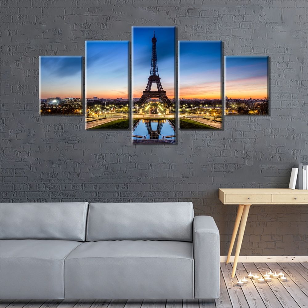 Fashionable Night Wall Art For French Night View Of The Paris Tower Wall Art Modern (View 7 of 20)