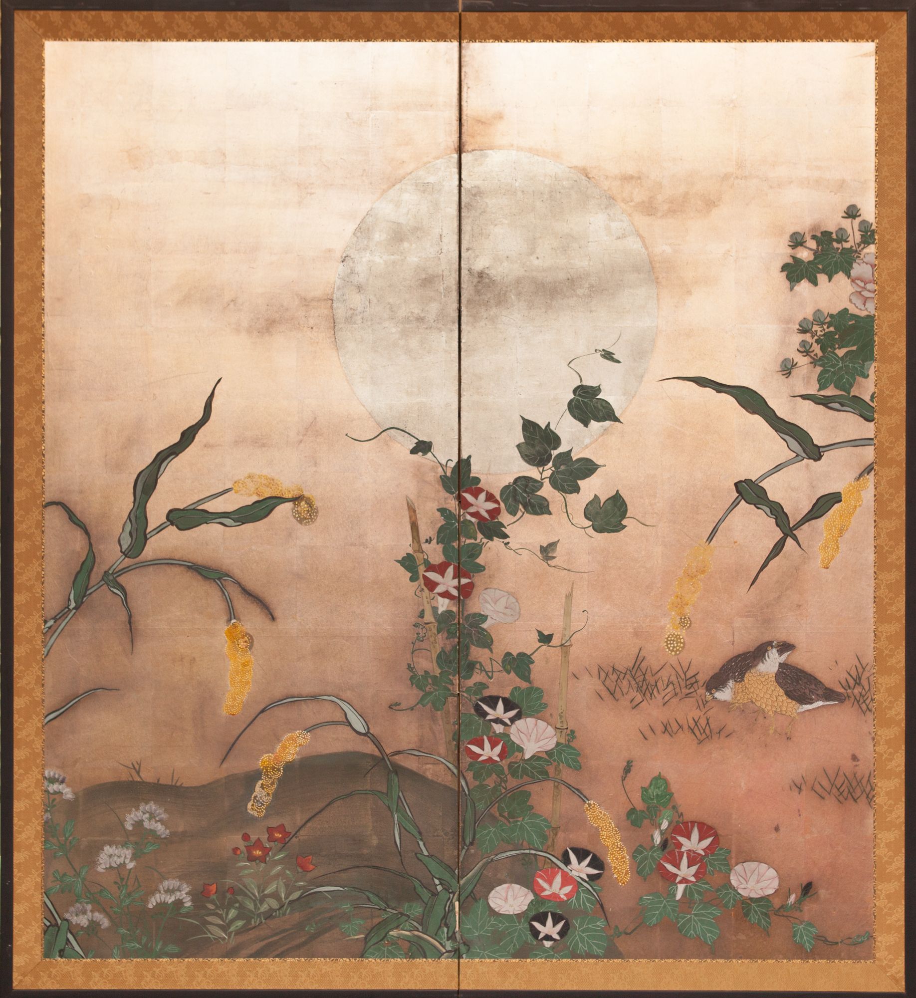 Favorite Japanese Two Panel Screen: Morning Glories, Millet And Within Tokyo Wall Art (View 13 of 20)