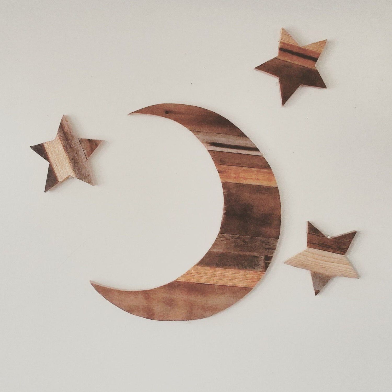 Favorite Minimalist Wood Wall Art Inside Crescent Moon And Stars Reclaimed Wood Wall Art, Recycled (View 14 of 20)