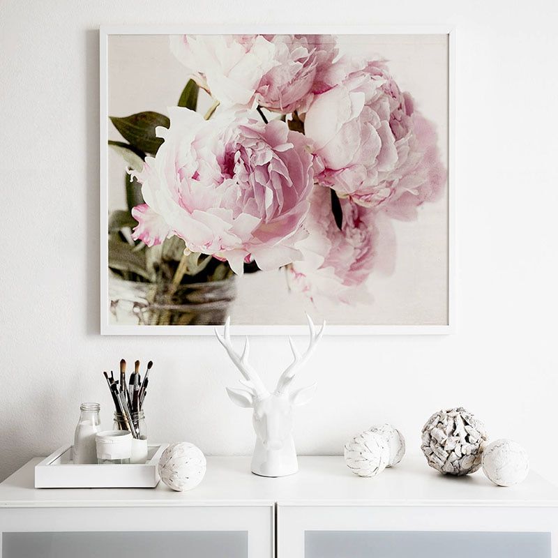 Flower Framed Art Prints Regarding Fashionable Peony Posters And Prints Pink Canvas Poster Bouquet (View 18 of 20)