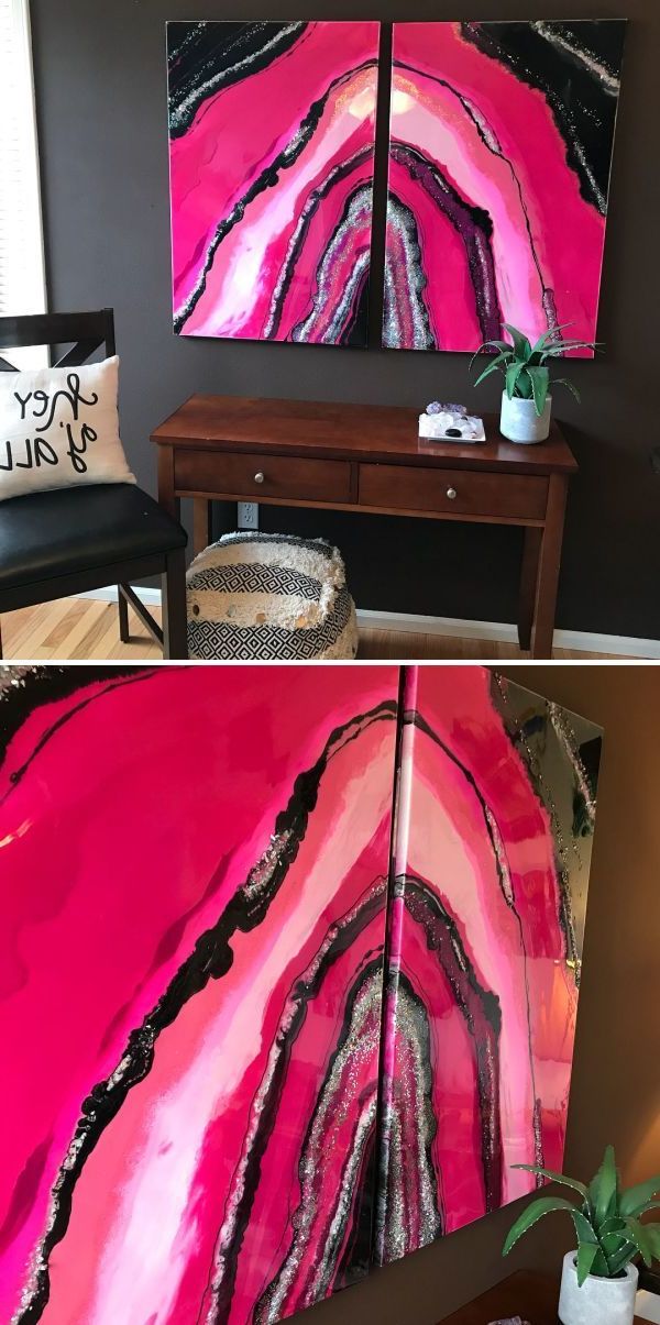 Glitter Wall Art In Current Wall Hangings – Hot Pink Glitter Girl Geode (View 12 of 20)