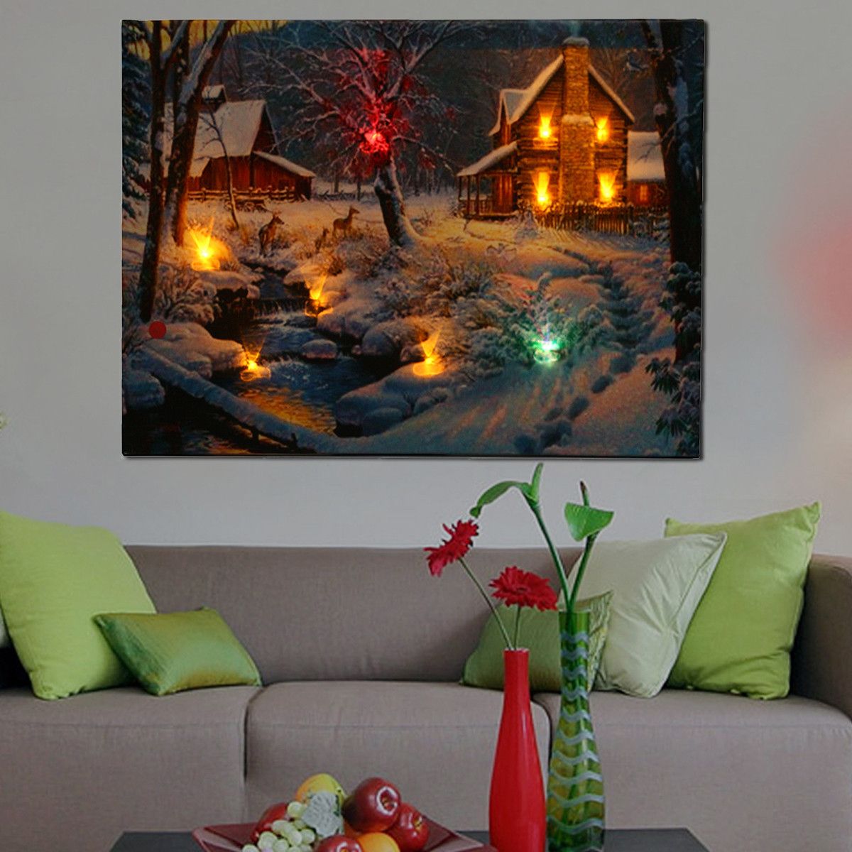Grtsunsea Luminous Led Lighted Light Up Canvas Christmas Within 2018 Snow Wall Art (View 2 of 20)