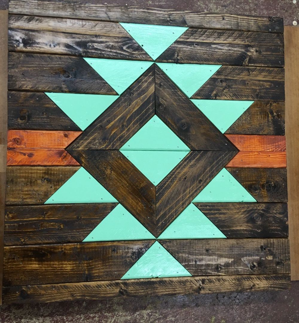 Hand Crafted Aztec Wood Wall Art Geometric Wall Decor Mint For Most Popular Urban Tribal Wood Wall Art (View 8 of 20)