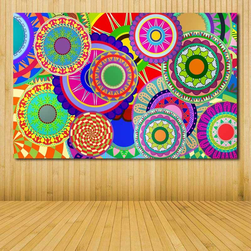 Hd Prints Colorful Circles Abstract Oil Paintings Print On For Widely Used Colorful Framed Art Prints (View 19 of 20)