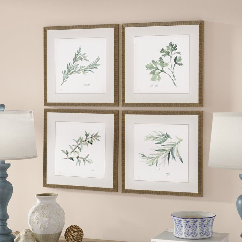 'herbs' 4 Piece Framed Graphic Art Print Set & Reviews Throughout Trendy Monochrome Framed Art Prints (View 15 of 20)
