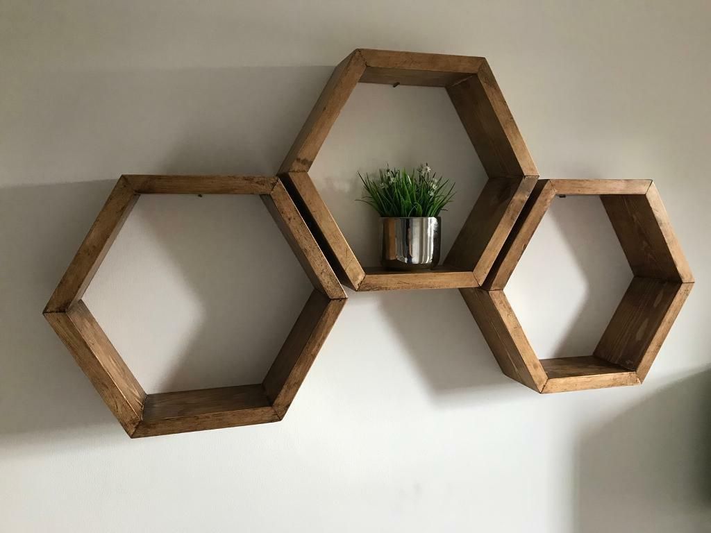 Hexagons Wall Art Intended For Most Recently Released 3 X Honeycomb Hexagon Shelves Wall Display Wall Art (View 12 of 20)