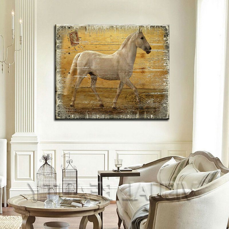 Horse Animal Canvas Print/vintage Wood Painting/horse Wall In Most Recently Released Retro Wood Wall Art (View 15 of 20)