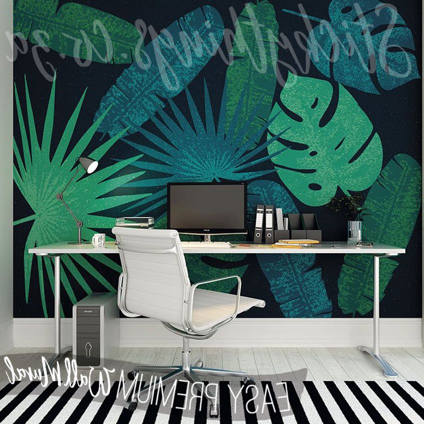 Jungle Wall Art For Trendy Xl Jungle Leaves Wall Mural – Tropical Monstera Leaf Wall (View 19 of 20)