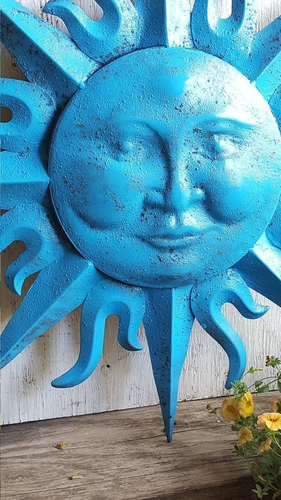 Large Metal Sun Wall Art Turquoise Antique Brasss Garden Throughout Most Popular Sun Wall Art (View 5 of 20)