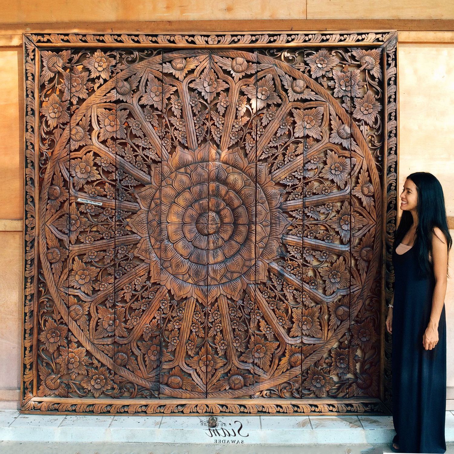 Large Relief Carving. Teak Wood Wall Panel (View 13 of 20)