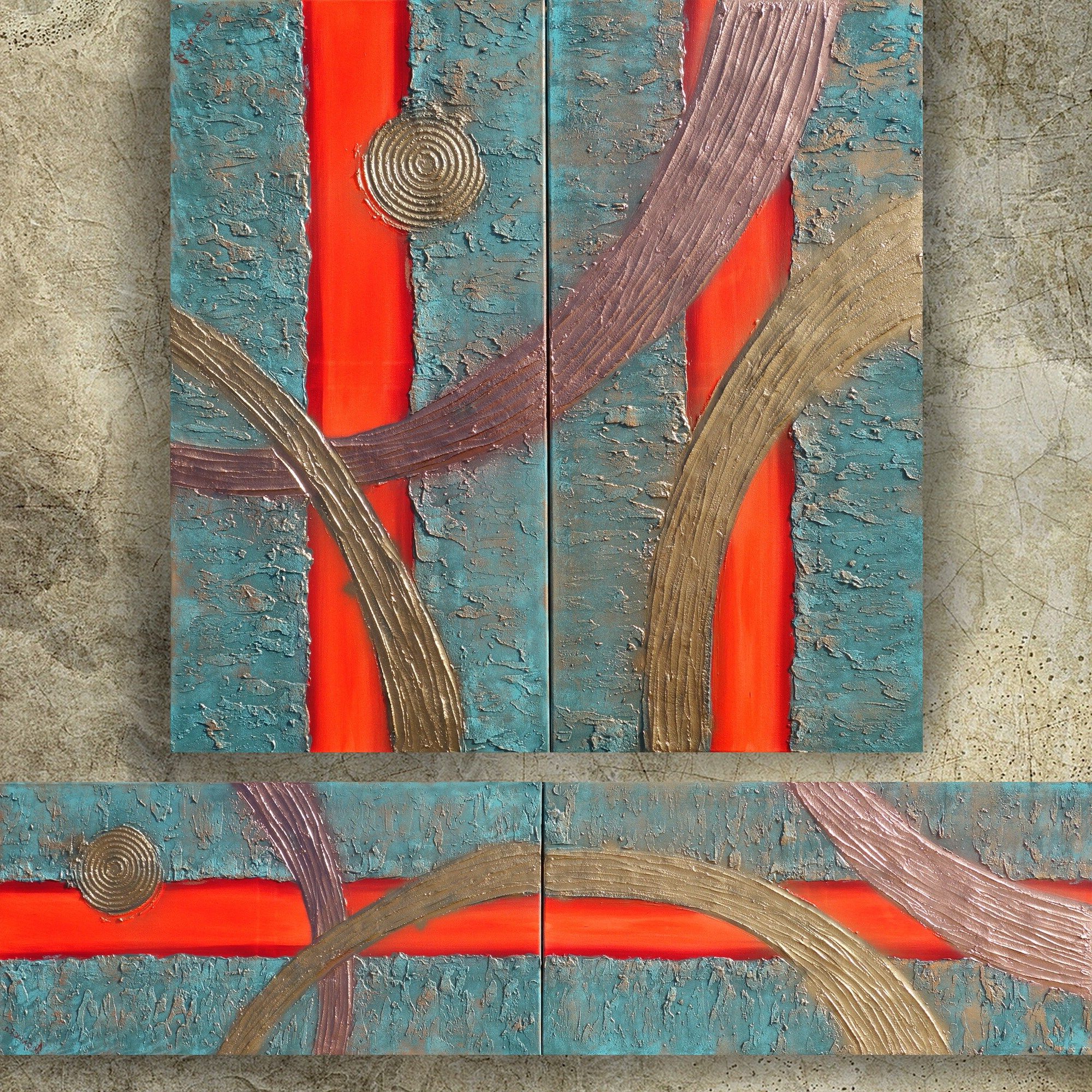 Latest Mid Century Modern Art A291 Copper Patina Hot Orange Regarding Mid Century Modern Wall Art (View 19 of 20)